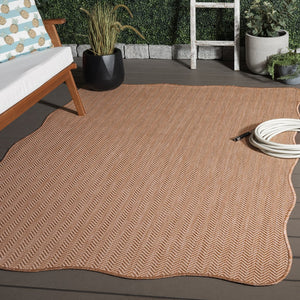 Safavieh Courtyard Coastal Serenity Area Rug - Durable Power Loomed Design In Natural And Cream Hues Natural ,Cream 88% Polypropylene,12% Polyester Cy8022-03012-5sc