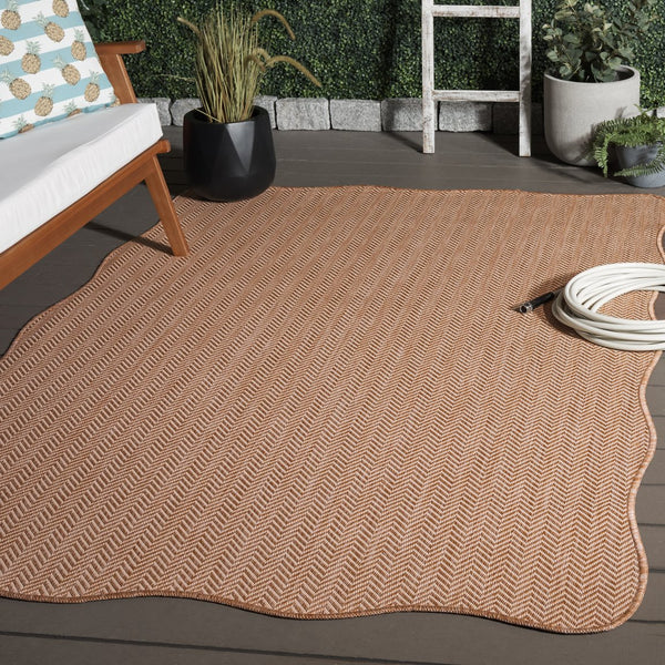 Safavieh Courtyard Coastal Serenity Area Rug - Durable Power Loomed Design In Natural And Cream Hues Natural ,Cream 88% Polypropylene,12% Polyester Cy8022-03012-5sc