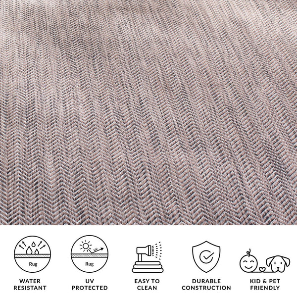 Safavieh Courtyard Elegant Herringbone Indoor/Outdoor Rug - Durable, Soft, Eco-friendly Design For Any Space Ivory Blue ,Beige 88% Polypropylene,12% Polyester Cy8022-59221-4
