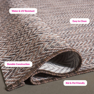 Safavieh Courtyard Elegant Herringbone Indoor/Outdoor Rug - Durable, Soft, Eco-friendly Design For Any Space Ivory Blue ,Beige 88% Polypropylene,12% Polyester Cy8022-59221-4