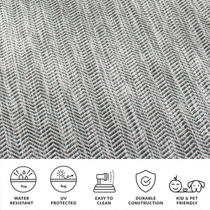 Safavieh Courtyard Elegant Herringbone Indoor/Outdoor Rug - Durable, Soft, Eco-friendly Design For Any Space Ivory Blue ,Beige 88% Polypropylene,12% Polyester Cy8022-59221-4