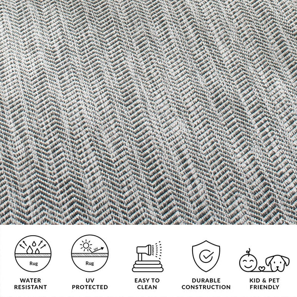 Safavieh Courtyard Elegant Herringbone Indoor/Outdoor Rug - Durable, Soft, Eco-friendly Design For Any Space Ivory Blue ,Beige 88% Polypropylene,12% Polyester Cy8022-59221-4