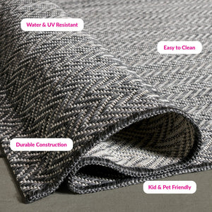 Safavieh Courtyard Elegant Herringbone Indoor/Outdoor Rug - Durable, Soft, Eco-friendly Design For Any Space Ivory Blue ,Beige 88% Polypropylene,12% Polyester Cy8022-59221-4