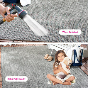 Safavieh Courtyard Elegant Herringbone Indoor/Outdoor Rug - Durable, Soft, Eco-friendly Design For Any Space Ivory Blue ,Beige 88% Polypropylene,12% Polyester Cy8022-59221-4