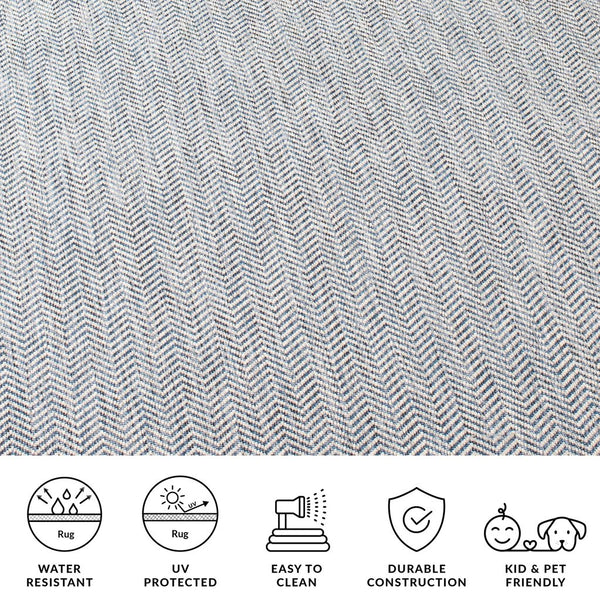 Safavieh Courtyard Elegant Herringbone Indoor/Outdoor Rug - Durable, Soft, Eco-friendly Design For Any Space Ivory Blue ,Beige 88% Polypropylene,12% Polyester Cy8022-59221-4