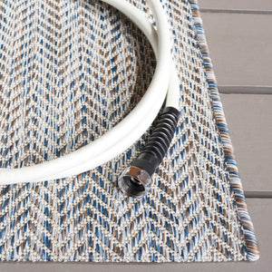 Safavieh Courtyard Elegant Herringbone Indoor/Outdoor Rug - Durable, Soft, Eco-friendly Design For Any Space Ivory Blue ,Beige 88% Polypropylene,12% Polyester Cy8022-59221-4