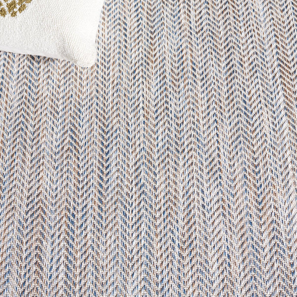 Safavieh Courtyard Elegant Herringbone Indoor/Outdoor Rug - Durable, Soft, Eco-friendly Design For Any Space Ivory Blue ,Beige 88% Polypropylene,12% Polyester Cy8022-59221-4