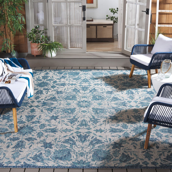 Safavieh Cy8036-35812 Elegant 8' X 11' Area Rug With Intricate Pattern For Timeless Indoor & Outdoor Charm Grey ,Navy 88% Polypropylene,12% Polyester Cy8036-36812-6