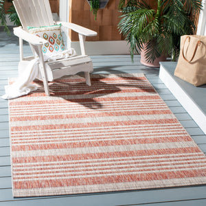 Safavieh Courtyard Striped Rug - Timeless Ivory And Red Design For Elegant Indoor Or Outdoor Spaces Ivory ,Red 88% Polypropylene,12% Polyester Cy8062-55912-810