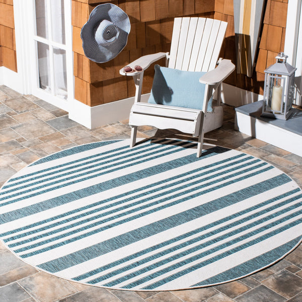 Safavieh Courtyard Striped Rug - Timeless Ivory And Red Design For Elegant Indoor Or Outdoor Spaces Ivory ,Red 88% Polypropylene,12% Polyester Cy8062-55912-810