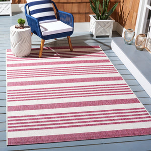 Safavieh Courtyard Striped Rug - Timeless Ivory And Red Design For Elegant Indoor Or Outdoor Spaces Ivory ,Red 88% Polypropylene,12% Polyester Cy8062-55912-810
