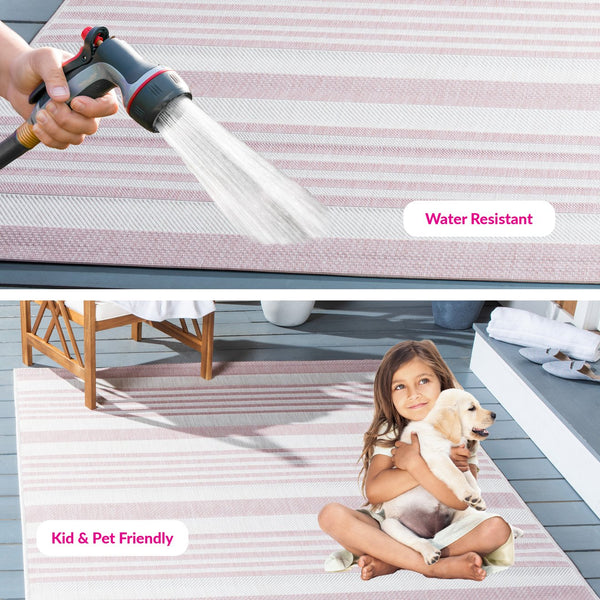 Safavieh Courtyard Striped Rug - Timeless Ivory And Red Design For Elegant Indoor Or Outdoor Spaces Ivory ,Red 88% Polypropylene,12% Polyester Cy8062-55912-810