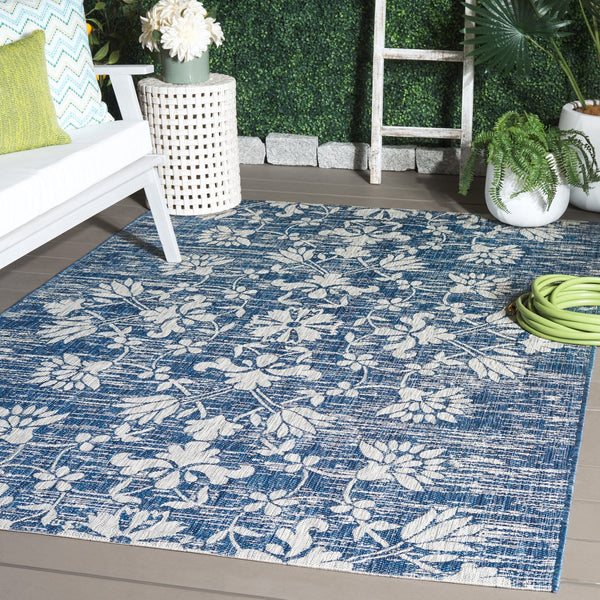 Safavieh Courtyard Exquisite Floral Area Rug – Timeless Elegance For Indoor & Outdoor Spaces, Eco-friendly Design Black ,Light Grey 85.4% Polypropylene,10.4% Polyester,4.2% Latex Cy8064-37621-3