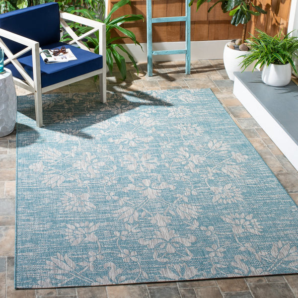 Safavieh Courtyard Exquisite Floral Area Rug – Timeless Elegance For Indoor & Outdoor Spaces, Eco-friendly Design Black ,Light Grey 85.4% Polypropylene,10.4% Polyester,4.2% Latex Cy8064-37621-3