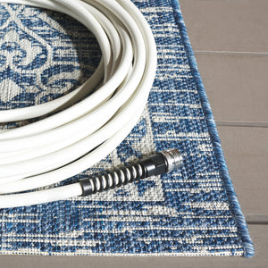 Safavieh Courtyard Santorini Geometric Area Rug - Durable Power Loomed Design For Indoor And Outdoor Spaces Navy ,Grey 88% Polypropylene,12% Polyester Cy8066-36821-5