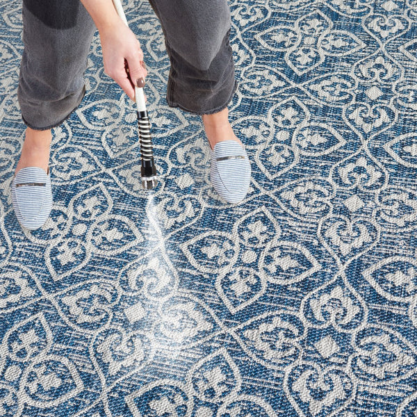 Safavieh Courtyard Santorini Geometric Area Rug - Durable Power Loomed Design For Indoor And Outdoor Spaces Navy ,Grey 88% Polypropylene,12% Polyester Cy8066-36821-5