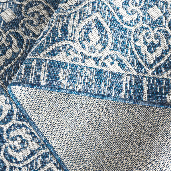 Safavieh Courtyard Santorini Geometric Area Rug - Durable Power Loomed Design For Indoor And Outdoor Spaces Navy ,Grey 88% Polypropylene,12% Polyester Cy8066-36821-5