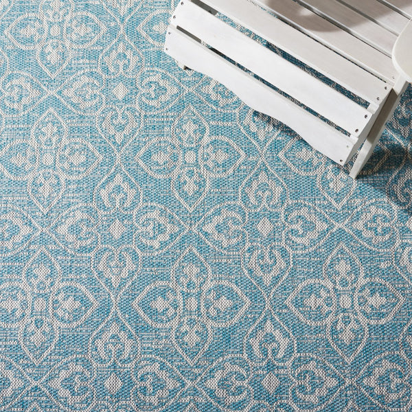 Safavieh Courtyard Santorini Geometric Area Rug - Durable Power Loomed Design For Indoor And Outdoor Spaces Navy ,Grey 88% Polypropylene,12% Polyester Cy8066-36821-5