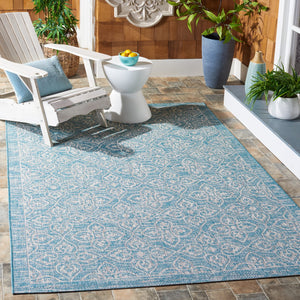 Safavieh Courtyard Santorini Geometric Area Rug - Durable Power Loomed Design For Indoor And Outdoor Spaces Navy ,Grey 88% Polypropylene,12% Polyester Cy8066-36821-5