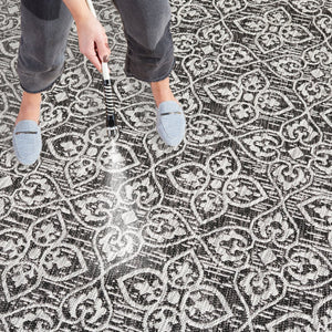 Safavieh Courtyard Santorini Geometric Area Rug - Durable Power Loomed Design For Indoor And Outdoor Spaces Navy ,Grey 88% Polypropylene,12% Polyester Cy8066-36821-5