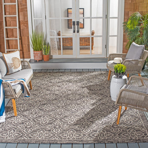 Safavieh Courtyard Santorini Geometric Area Rug - Durable Power Loomed Design For Indoor And Outdoor Spaces Navy ,Grey 88% Polypropylene,12% Polyester Cy8066-36821-5