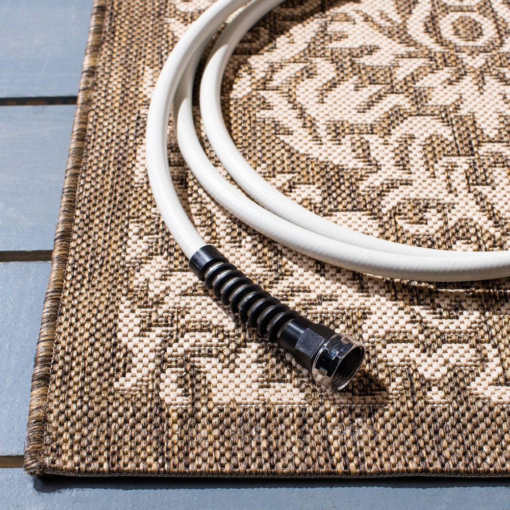 Safavieh Courtyard 8067 Brown Beige Area Rug – Elegant 4' X 5'7" Floral Design For Indoor & Outdoor Spaces Brown ,Beige 88% Polypropylene,12% Polyester Cy8067-23221-4