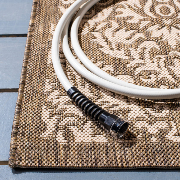 Safavieh Courtyard 8067 Brown Beige Area Rug – Elegant 4' X 5'7" Floral Design For Indoor & Outdoor Spaces Brown ,Beige 88% Polypropylene,12% Polyester Cy8067-23221-4