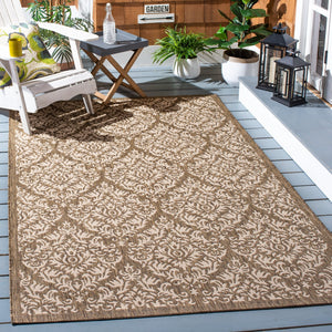 Safavieh Courtyard 8067 Brown Beige Area Rug – Elegant 4' X 5'7" Floral Design For Indoor & Outdoor Spaces Brown ,Beige 88% Polypropylene,12% Polyester Cy8067-23221-4