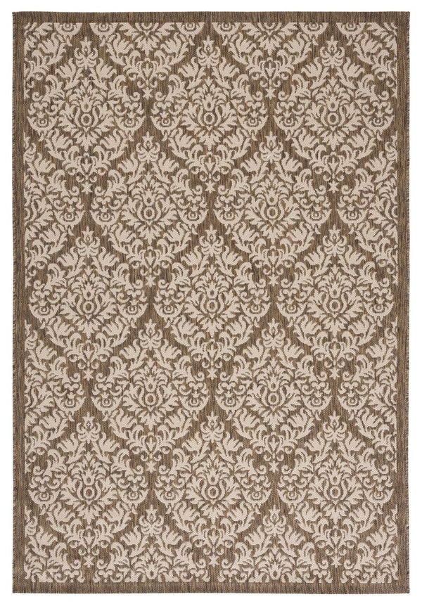 Safavieh Courtyard 8067 Brown Beige Area Rug – Elegant 4' X 5'7" Floral Design For Indoor & Outdoor Spaces Brown ,Beige 88% Polypropylene,12% Polyester Cy8067-23221-4