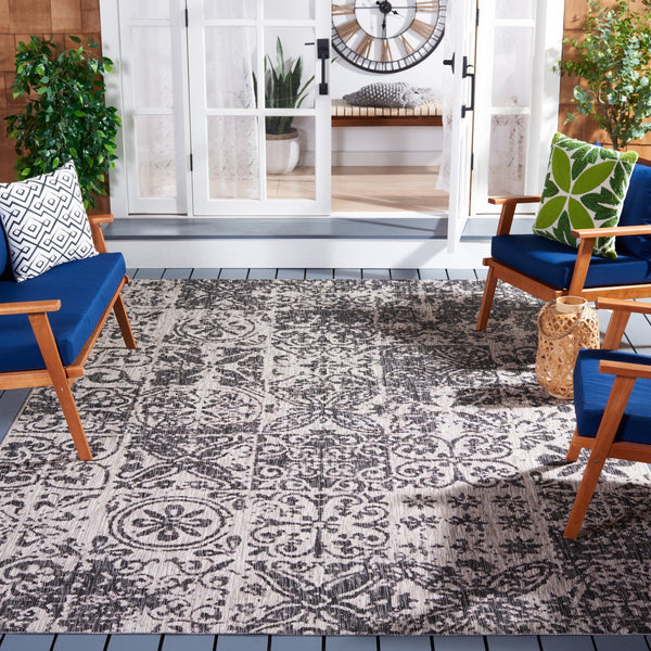 Safavieh Courtyard Elegant Power Loomed Area Rug For Indoor/Outdoor Spaces With Intricate Traditional Motifs Blue ,Grey 88% Polypropylene,12% Polyester Cy8076-37221-5