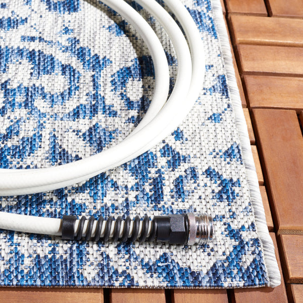 Safavieh Courtyard Elegant Power Loomed Area Rug For Indoor/Outdoor Spaces With Intricate Traditional Motifs Blue ,Grey 88% Polypropylene,12% Polyester Cy8076-37221-5