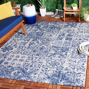 Safavieh Courtyard Elegant Power Loomed Area Rug For Indoor/Outdoor Spaces With Intricate Traditional Motifs Blue ,Grey 88% Polypropylene,12% Polyester Cy8076-37221-5