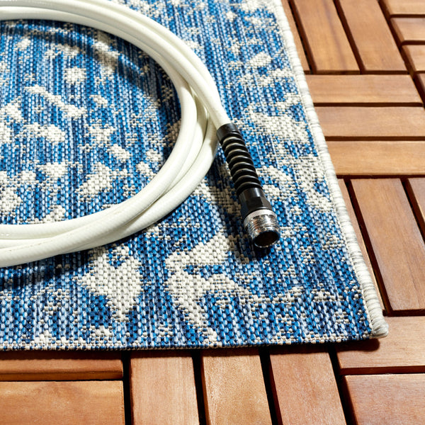 Safavieh Courtyard Elegant Power Loomed Area Rug For Indoor/Outdoor Spaces With Intricate Traditional Motifs Blue ,Grey 88% Polypropylene,12% Polyester Cy8076-37221-5