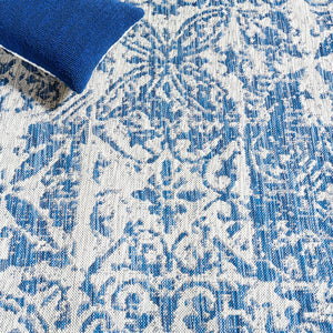 Safavieh Courtyard Elegant Power Loomed Area Rug For Indoor/Outdoor Spaces With Intricate Traditional Motifs Blue ,Grey 88% Polypropylene,12% Polyester Cy8076-37221-5