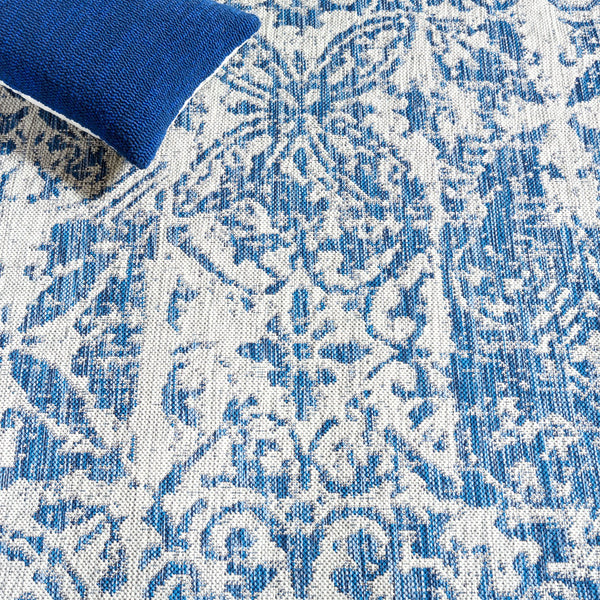 Safavieh Courtyard Elegant Power Loomed Area Rug For Indoor/Outdoor Spaces With Intricate Traditional Motifs Blue ,Grey 88% Polypropylene,12% Polyester Cy8076-37221-5