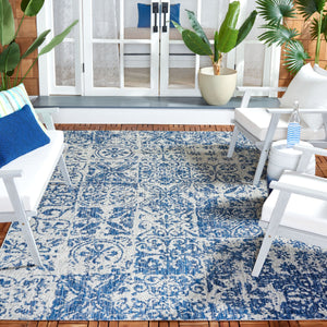 Safavieh Courtyard Elegant Power Loomed Area Rug For Indoor/Outdoor Spaces With Intricate Traditional Motifs Blue ,Grey 88% Polypropylene,12% Polyester Cy8076-37221-5