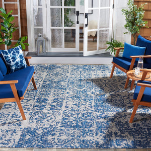 Safavieh Courtyard Elegant Power Loomed Area Rug For Indoor/Outdoor Spaces With Intricate Traditional Motifs Blue ,Grey 88% Polypropylene,12% Polyester Cy8076-37221-5