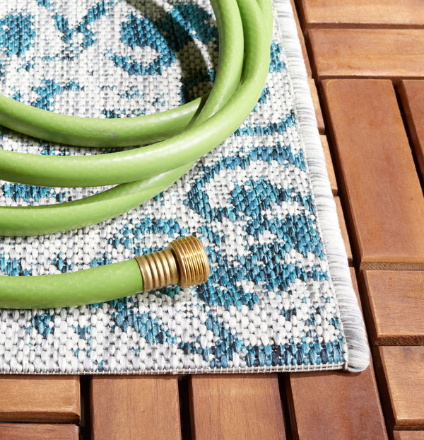 Safavieh Courtyard Elegant Power Loomed Area Rug For Indoor/Outdoor Spaces With Intricate Traditional Motifs Blue ,Grey 88% Polypropylene,12% Polyester Cy8076-37221-5