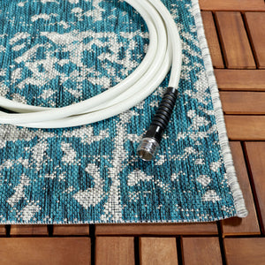 Safavieh Courtyard Elegant Power Loomed Area Rug For Indoor/Outdoor Spaces With Intricate Traditional Motifs Blue ,Grey 88% Polypropylene,12% Polyester Cy8076-37221-5