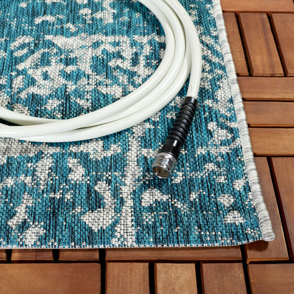 Safavieh Courtyard Elegant Power Loomed Area Rug For Indoor/Outdoor Spaces With Intricate Traditional Motifs Blue ,Grey 88% Polypropylene,12% Polyester Cy8076-37221-5