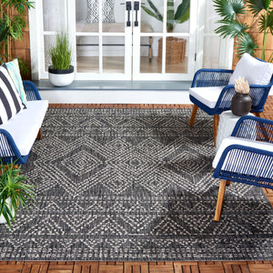 Safavieh Courtyard Indoor/Outdoor Area Rug - Timeless Geometric Patterns In Red And Beige For Any Space Navy ,Grey 88% Polypropylene,12% Polyester Cy8079-36821-6