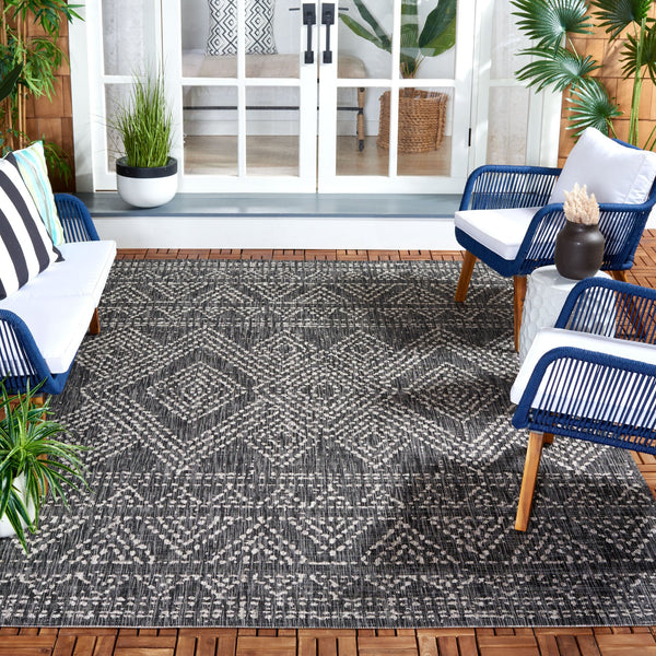 Safavieh Courtyard Indoor/Outdoor Area Rug - Timeless Geometric Patterns In Red And Beige For Any Space Navy ,Grey 88% Polypropylene,12% Polyester Cy8079-36821-6