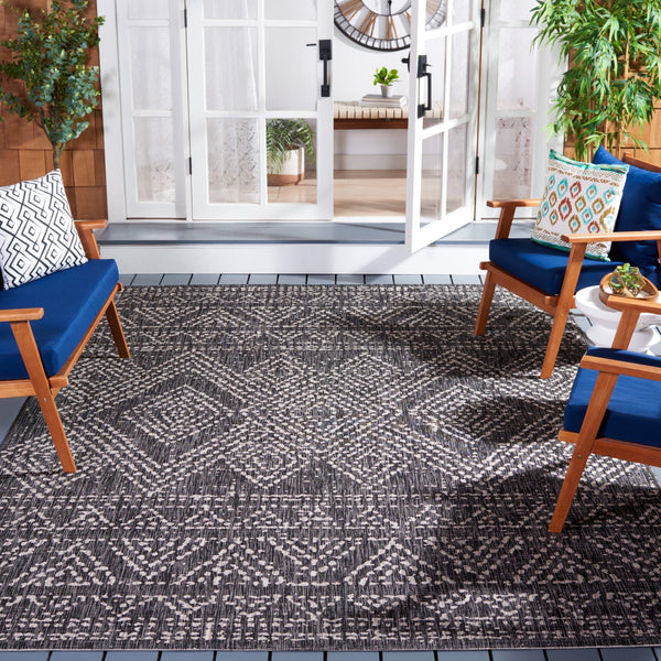 Safavieh Courtyard Indoor/Outdoor Area Rug - Timeless Geometric Patterns In Red And Beige For Any Space Navy ,Grey 88% Polypropylene,12% Polyester Cy8079-36821-6