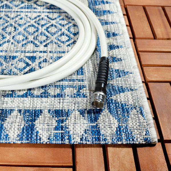 Safavieh Courtyard Elegant Indoor/Outdoor Area Rug With Tribal Motifs - Durable, Eco-friendly, Timeless Design Navy ,Grey 88% Polypropylene,12% Polyester Cy8081-36821-6