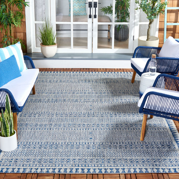 Safavieh Courtyard Elegant Indoor/Outdoor Area Rug With Tribal Motifs - Durable, Eco-friendly, Timeless Design Navy ,Grey 88% Polypropylene,12% Polyester Cy8081-36821-6