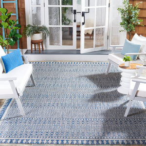 Safavieh Courtyard Elegant Indoor/Outdoor Area Rug With Tribal Motifs - Durable, Eco-friendly, Timeless Design Navy ,Grey 88% Polypropylene,12% Polyester Cy8081-36821-6