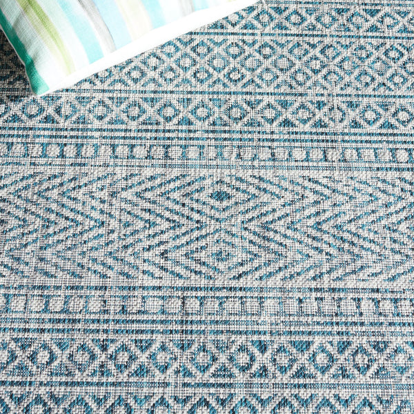 Safavieh Courtyard Elegant Indoor/Outdoor Area Rug With Tribal Motifs - Durable, Eco-friendly, Timeless Design Navy ,Grey 88% Polypropylene,12% Polyester Cy8081-36821-6