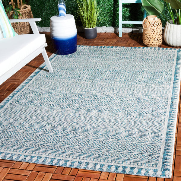 Safavieh Courtyard Elegant Indoor/Outdoor Area Rug With Tribal Motifs - Durable, Eco-friendly, Timeless Design Navy ,Grey 88% Polypropylene,12% Polyester Cy8081-36821-6