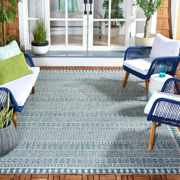 Safavieh Courtyard Elegant Indoor/Outdoor Area Rug With Tribal Motifs - Durable, Eco-friendly, Timeless Design Navy ,Grey 88% Polypropylene,12% Polyester Cy8081-36821-6