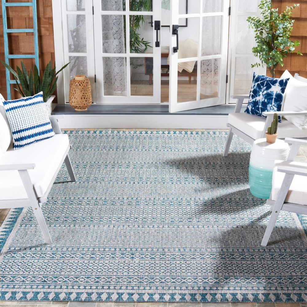 Safavieh Courtyard 8081 Power Loomed Indoor / Outdoor Rug Blue / Grey CY8081-37221-8